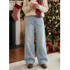 EMMIOL Fleece Lined Jeans Women Baggy, Wide Leg Denim Pants Winter Warm Loose Fit Flannel Lining Y2K Boyfriend Womens Light Blue