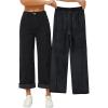 EMMIOL Fleece Lined Jeans Women Baggy, Wide Leg Denim Pants Winter Warm Loose Fit Flannel Lining Y2K Boyfriend Womens Dark Black