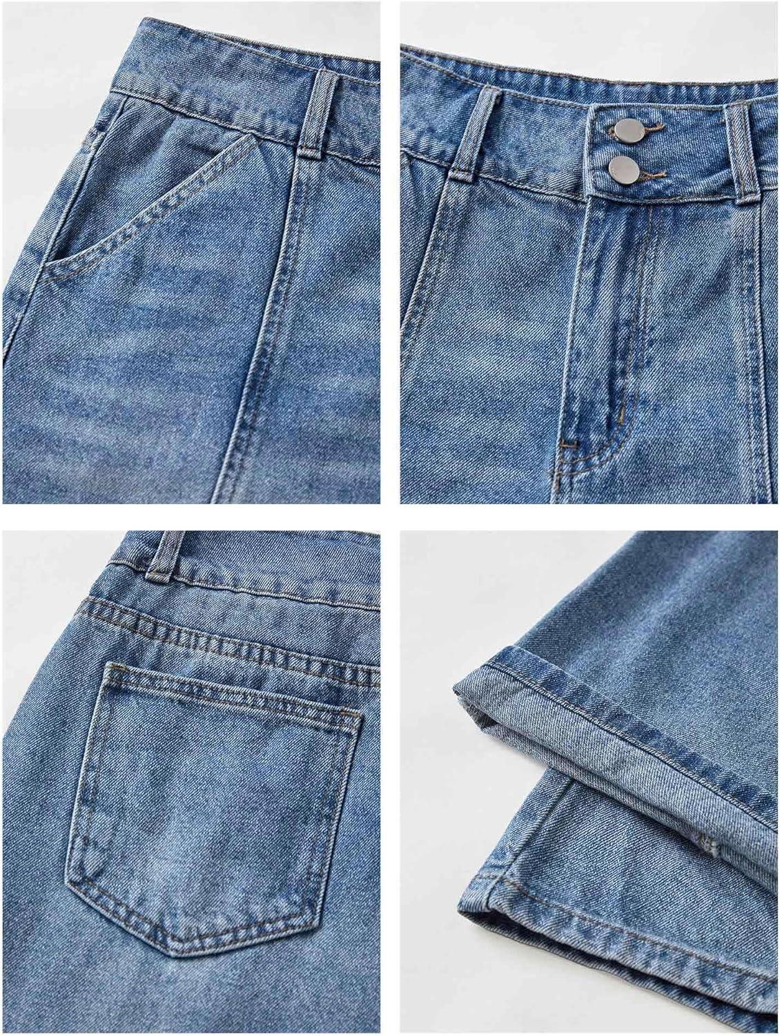 image:imageEMMIOL Women Jorts Baggy Jeans Jorts MidHigh Waisted Jorts Y2K Denim Shorts with 4 Pockets Casual Summer Streetwear HotpantMid Blue