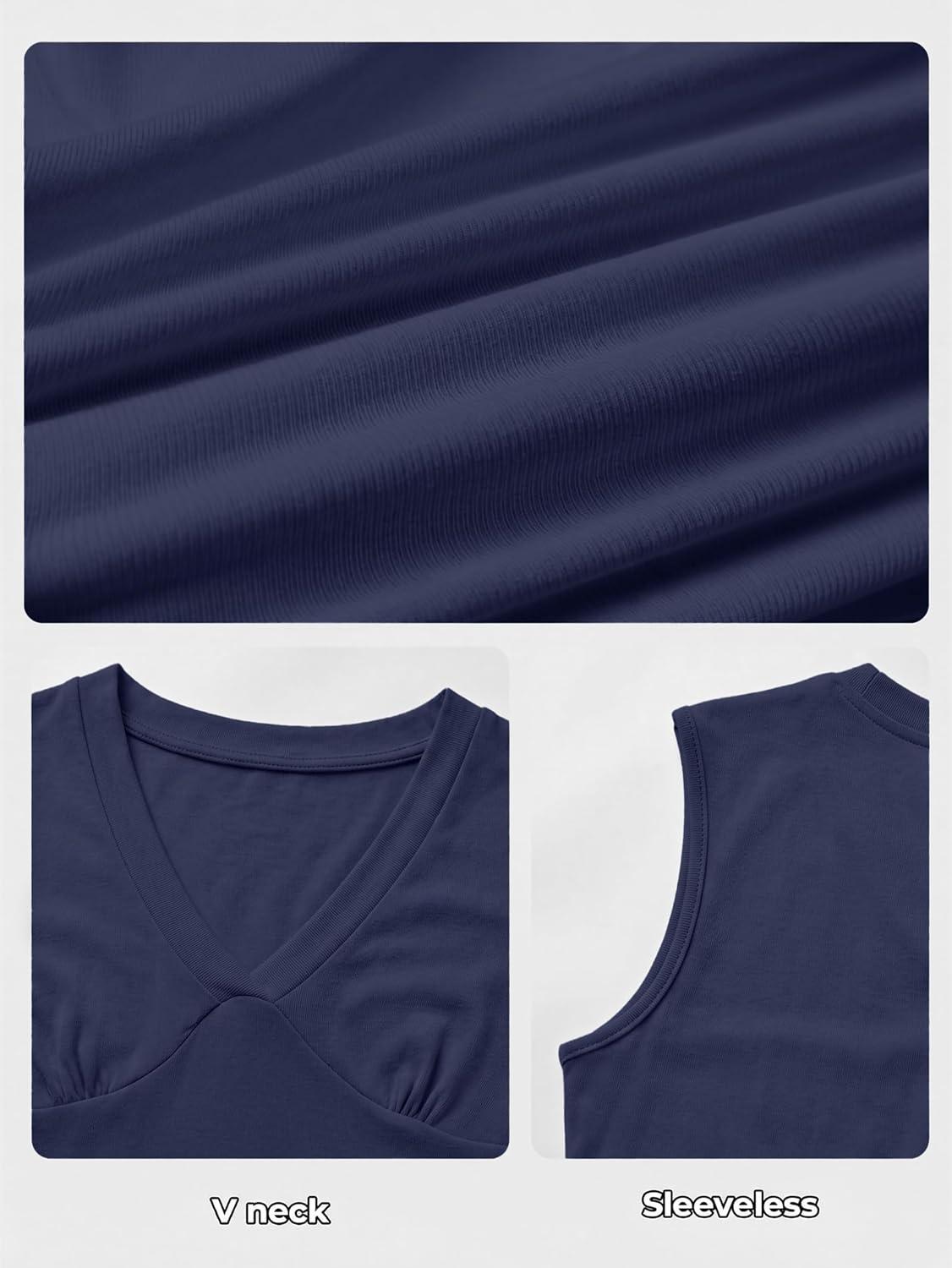 image:imageWomen Deep V Neck Tops Sexy Sleeveless Crop Top Stretchy Trendy Going Out Tank Top Cute Summer ClothesNavy Blue
