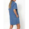 EMMIOL Button Down Denim Dress for Women – Short Sleeve Babydoll Mini Jean Shirt Dresses Summer Casual Trendy Outfits(Medium Blue)