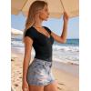 EMMIOL V Neck T Shirts for Women – Short Sleeve Slim Fit(Black)