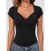EMMIOL V Neck T Shirts for Women – Short Sleeve Slim Fit(Black)