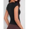EMMIOL V Neck T Shirts for Women – Short Sleeve Slim Fit(Black)