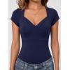 EMMIOL V Neck T Shirts for Women – Short Sleeve Slim Fit(Dark Blue)