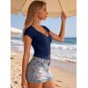 EMMIOL V Neck T Shirts for Women – Short Sleeve Slim Fit(Dark Blue)