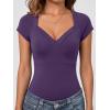 EMMIOL V Neck T Shirts for Women – Short Sleeve Slim Fit(Purple)