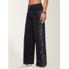 EMMIOL Wide Leg Jeans for Women High Waisted Baggy Rhinestone Jeans with Bling Glitter Sparkly Straight Leg Denim Pants(Black)