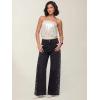 EMMIOL Wide Leg Jeans for Women High Waisted Baggy Rhinestone Jeans with Bling Glitter Sparkly Straight Leg Denim Pants(Black)
