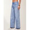 EMMIOL Wide Leg Jeans for Women High Waisted Baggy Rhinestone Jeans with Bling Glitter Sparkly Straight Leg Denim Pants(Blue)