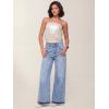 EMMIOL Wide Leg Jeans for Women High Waisted Baggy Rhinestone Jeans with Bling Glitter Sparkly Straight Leg Denim Pants(Blue)