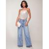 EMMIOL Wide Leg Jeans for Women High Waisted Baggy Rhinestone Jeans with Bling Glitter Sparkly Straight Leg Denim Pants(Blue)
