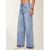 EMMIOL Wide Leg Jeans for Women High Waisted Baggy Rhinestone Jeans with Bling Glitter Sparkly Straight Leg Denim Pants(Blue—without Diamonds)