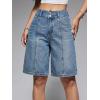 EMMIOL Women Jorts Baggy Jeans Jorts Mid-High Waisted Jorts Y2K Denim Shorts with 4 Pockets Casual Summer Streetwear Hotpant(Mid Blue)