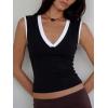 Women Deep V Neck Tops Sexy Sleeveless Crop Top Stretchy Trendy Going Out Tank Top Cute Summer Clothes(Color Block-black&white)