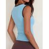Women Deep V Neck Tops Sexy Sleeveless Crop Top Stretchy Trendy Going Out Tank Top Cute Summer Clothes(Color Block-blue&brown)