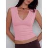 Women Deep V Neck Tops Sexy Sleeveless Crop Top Stretchy Trendy Going Out Tank Top Cute Summer Clothes(Pink)