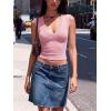 Women Deep V Neck Tops Sexy Sleeveless Crop Top Stretchy Trendy Going Out Tank Top Cute Summer Clothes(Pink)