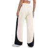 EMMIOL High Waisted Comfy Baggy Y2K Barrel Leg Sweatpants for Women, Contrast Side Wide Leg Streetwear Joggers with Pockets(Apricot)