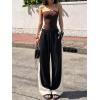 EMMIOL High Waisted Comfy Baggy Y2K Barrel Leg Sweatpants for Women, Contrast Side Wide Leg Streetwear Joggers with Pockets(Black)
