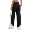 EMMIOL High Waisted Comfy Baggy Y2K Barrel Leg Sweatpants for Women, Contrast Side Wide Leg Streetwear Joggers with Pockets(Black)