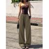 EMMIOL High Waisted Comfy Baggy Y2K Barrel Leg Sweatpants for Women, Contrast Side Wide Leg Streetwear Joggers with Pockets(Bottle Green)