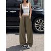 EMMIOL High Waisted Comfy Baggy Y2K Barrel Leg Sweatpants for Women, Contrast Side Wide Leg Streetwear Joggers with Pockets(Bottle Green)