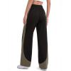 EMMIOL High Waisted Comfy Baggy Y2K Barrel Leg Sweatpants for Women, Contrast Side Wide Leg Streetwear Joggers with Pockets(Dark Green)