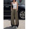 EMMIOL High Waisted Comfy Baggy Y2K Barrel Leg Sweatpants for Women, Contrast Side Wide Leg Streetwear Joggers with Pockets(Green)