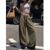 EMMIOL High Waisted Comfy Baggy Y2K Barrel Leg Sweatpants for Women, Contrast Side Wide Leg Streetwear Joggers with Pockets(Green)