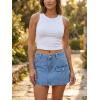 EMMIOL Jean Skirts for Women Denim – Y2k A Line Mini Skirt with Shorts Stretchy Pockets Summer Skort Trendy(Cargo Light Blue)