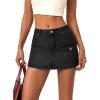 EMMIOL Jean Skirts for Women Denim – Y2k A Line Mini Skirt with Shorts Stretchy Pockets Summer Skort Trendy(Cargo Black)