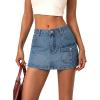 EMMIOL Jean Skirts for Women Denim – Y2k A Line Mini Skirt with Shorts Stretchy Pockets Summer Skort Trendy(Cargo Blue)