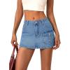 EMMIOL Jean Skirts for Women Denim – Y2k A Line Mini Skirt with Shorts Stretchy Pockets Summer Skort Trendy(Cargo Light Blue)