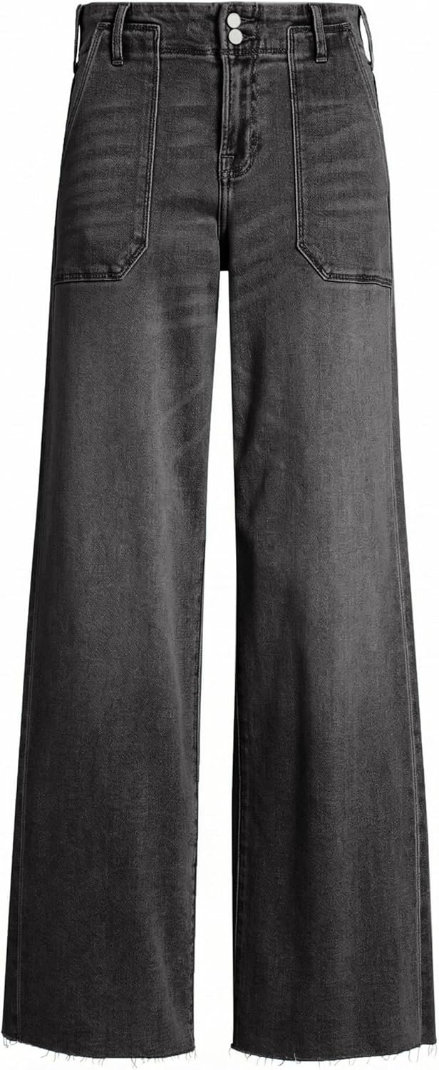 image:imageEMMIOL Baggy Straight Leg Jeans Y2K Vintage Distressed Loose Fit Large Pocket Boyfriend Wide Leg Trousers Vintage Blue009black 1