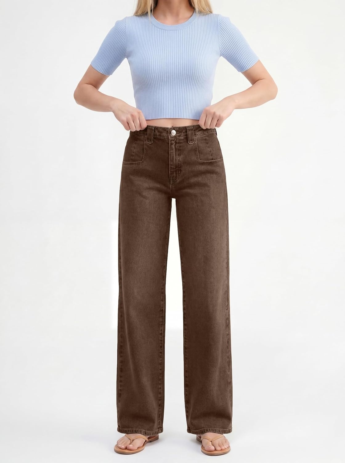 image:imageEMMIOL Baggy Straight Leg Jeans Y2K Vintage Distressed Loose Fit Large Pocket Boyfriend Wide Leg Trousers Vintage Blue047brown
