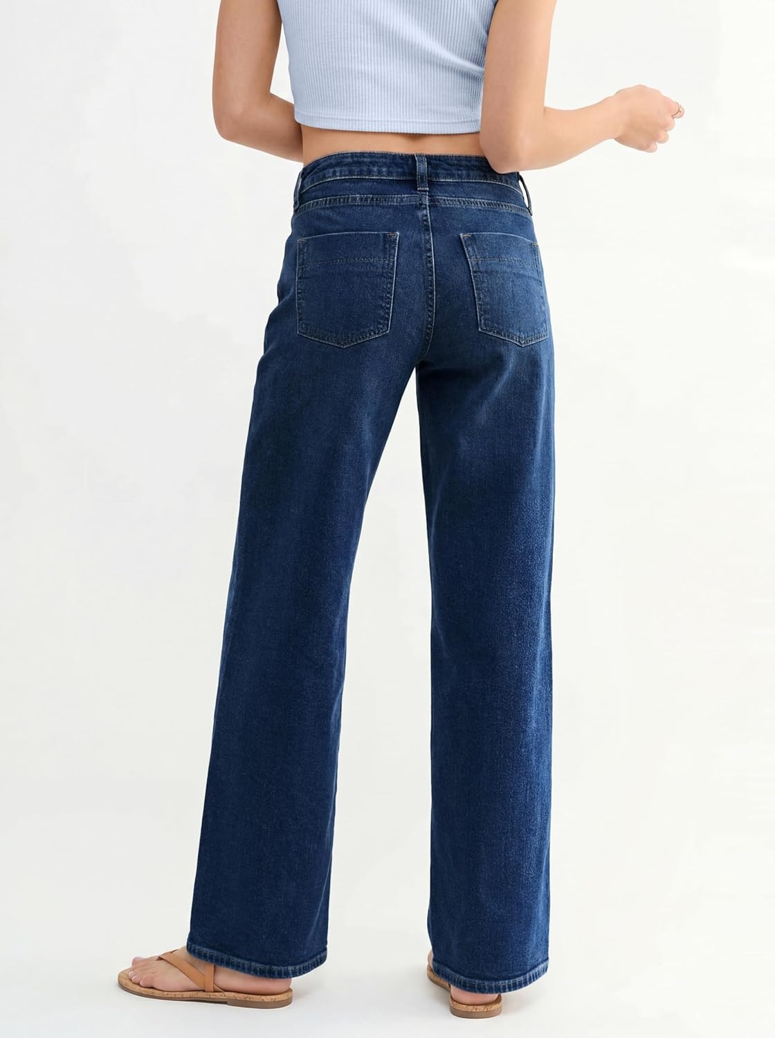 image:imageEMMIOL Baggy Straight Leg Jeans Y2K Vintage Distressed Loose Fit Large Pocket Boyfriend Wide Leg Trousers Vintage Blue047deep Blue