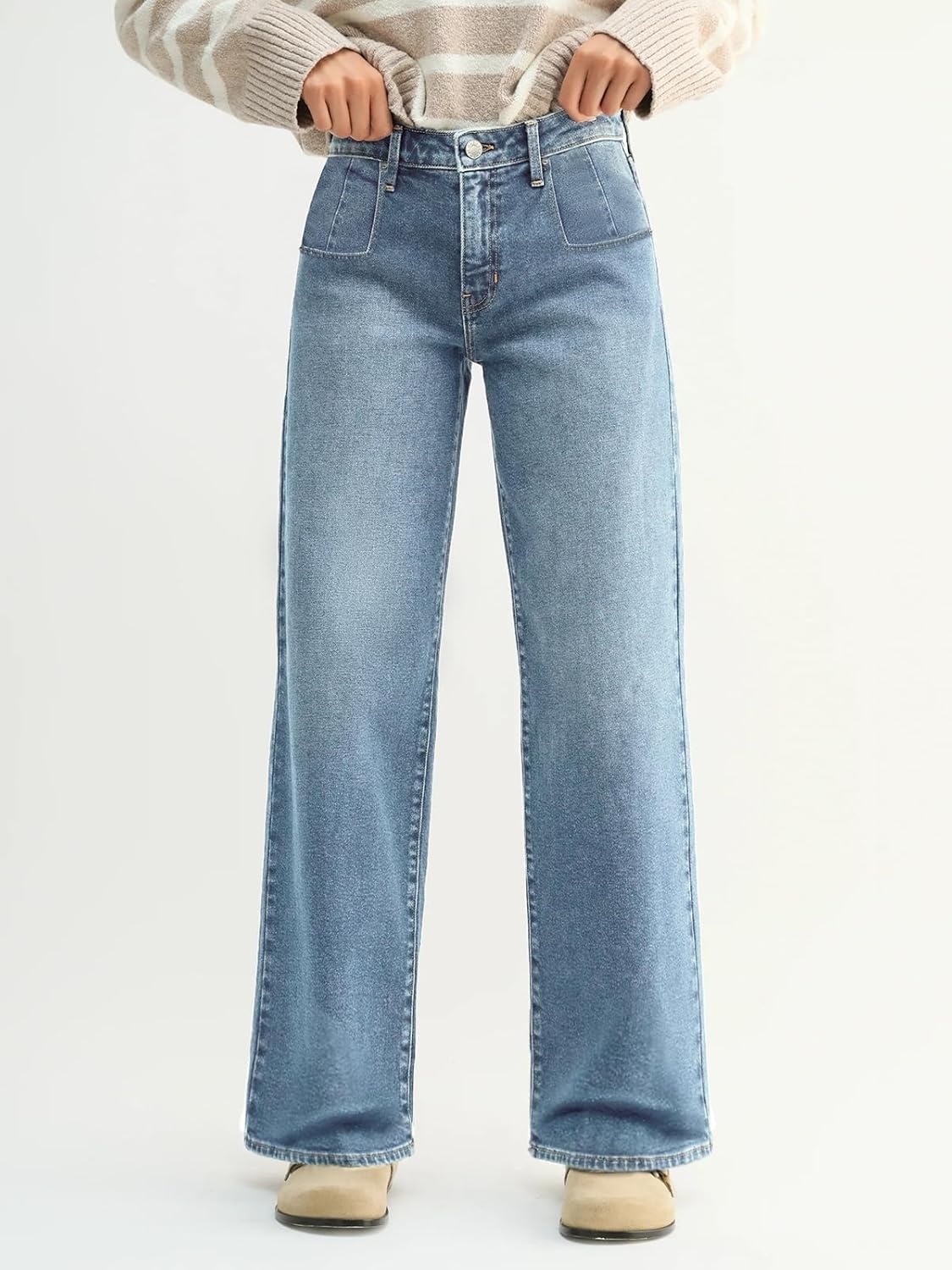 image:imageEMMIOL Baggy Straight Leg Jeans Y2K Vintage Distressed Loose Fit Large Pocket Boyfriend Wide Leg Trousers Vintage Blue047vintage Blue