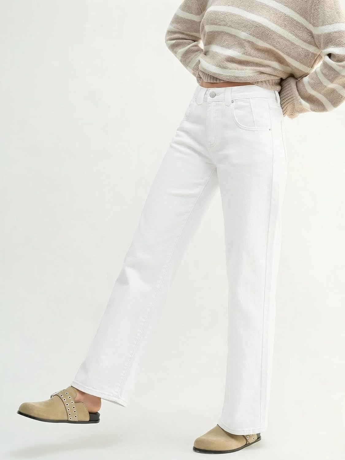 image:imageEMMIOL Baggy Straight Leg Jeans Y2K Vintage Distressed Loose Fit Large Pocket Boyfriend Wide Leg Trousers Vintage Blue047white
