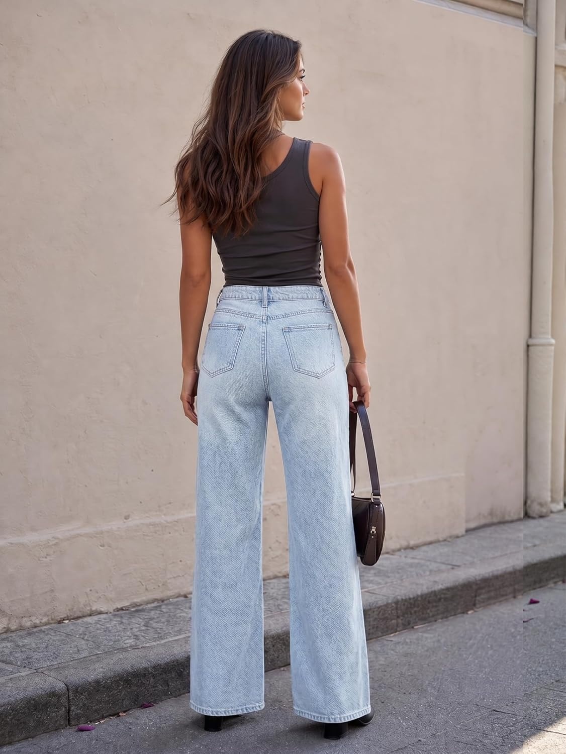 image:imageEMMIOL Wide Leg Jeans for Women Mid High Waisted Straight Leg Jeans 2026 Trendy Stretchy Denim Pants with Front SeamedLight Blue