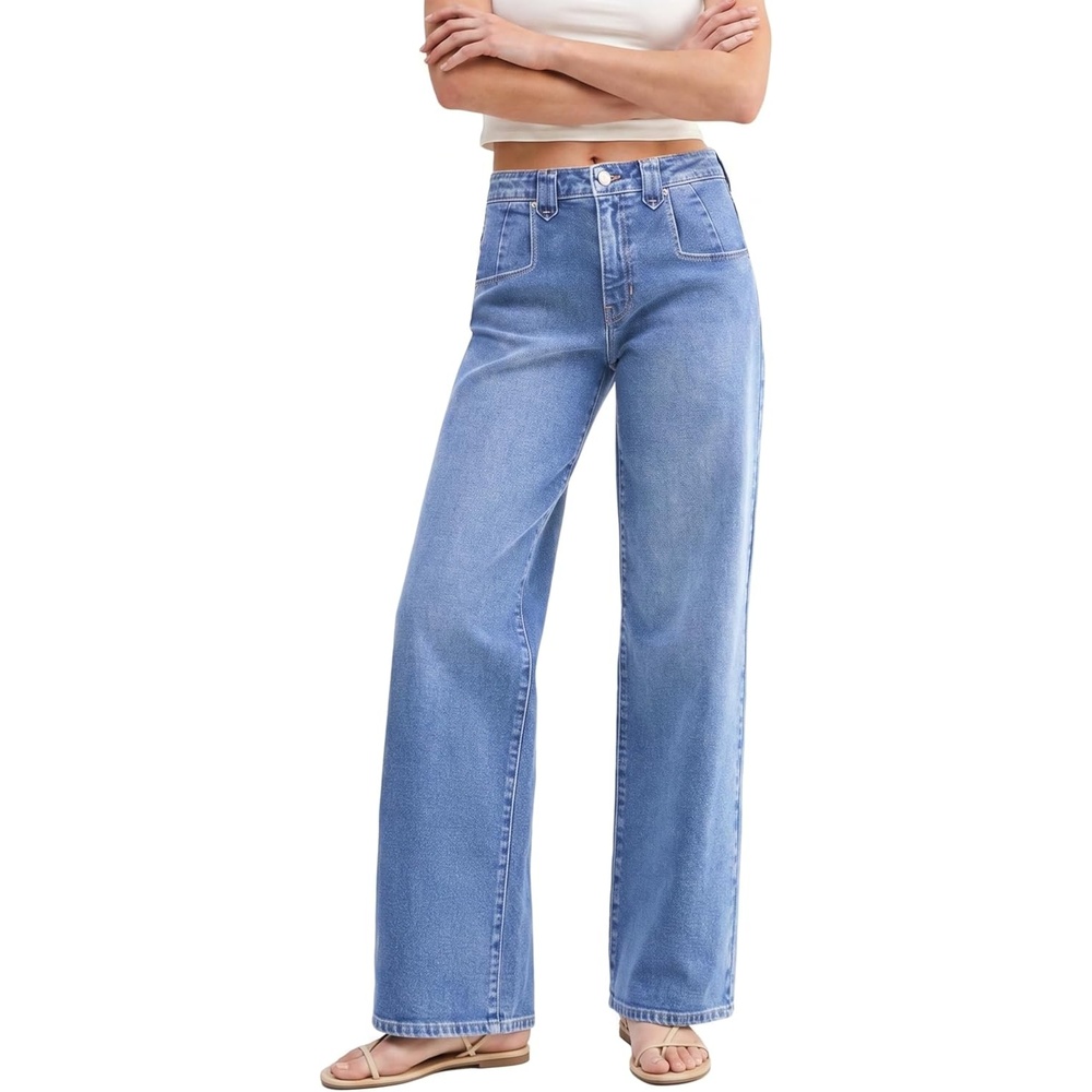 image:imageEMMIOL Baggy Straight Leg Jeans Y2K Vintage Distressed Loose Fit Large Pocket Boyfriend Wide Leg Trousers Vintage Blue047sky Blue