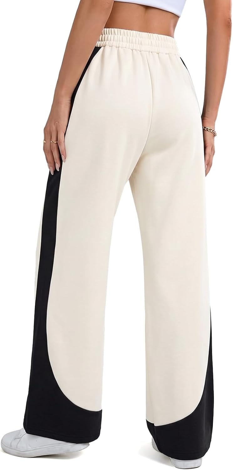 image:imageEMMIOL Barrel Sweatpants for Women Baggy High Waisted Y2K Barrel Leg Joggers with Contrast Side Panels and PocketsApricot