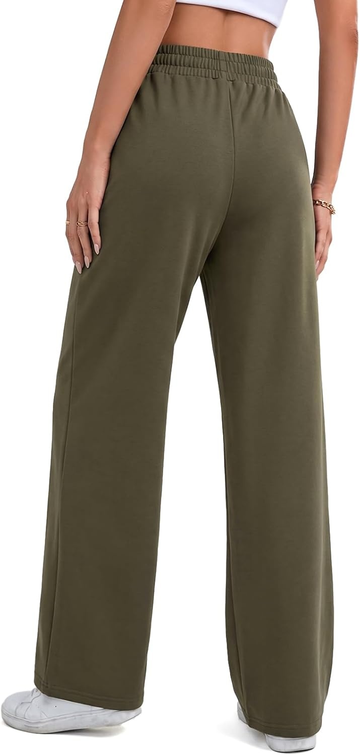 image:imageEMMIOL Barrel Sweatpants for Women Baggy High Waisted Y2K Barrel Leg Joggers with Contrast Side Panels and PocketsBottle Green