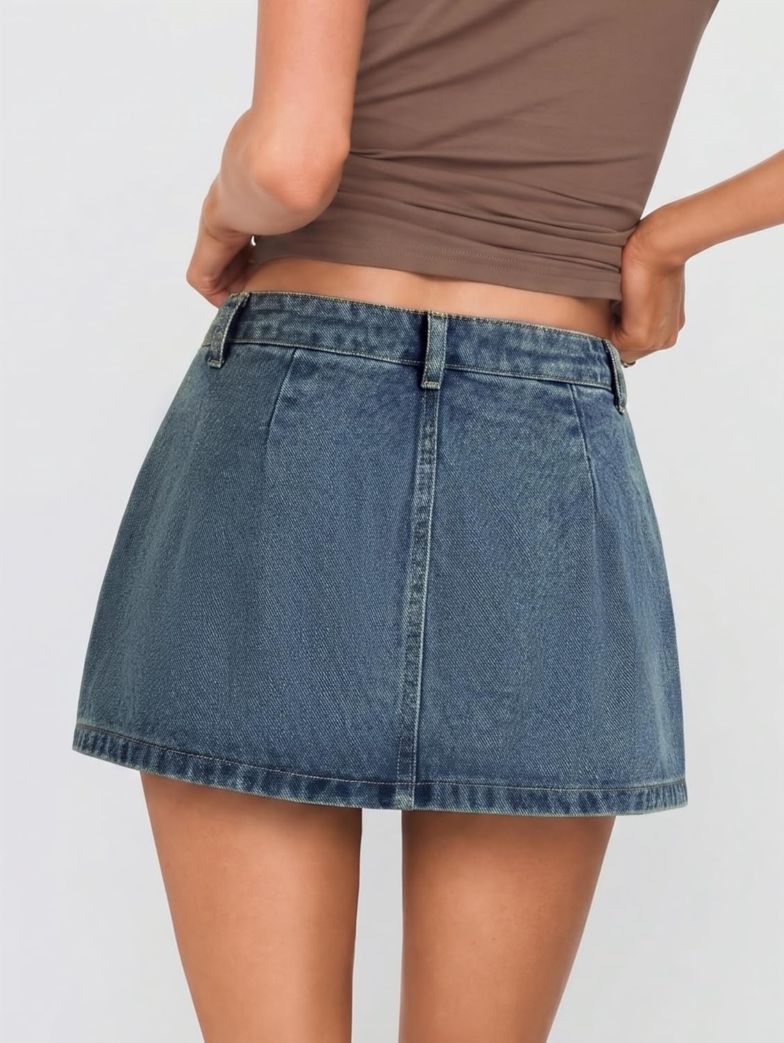 image:imageJean Skirts for Women Mid High Waisted Denim Mini Skirt with Shorts Summer Cargo Skorts with Pocket Y2K Sexy