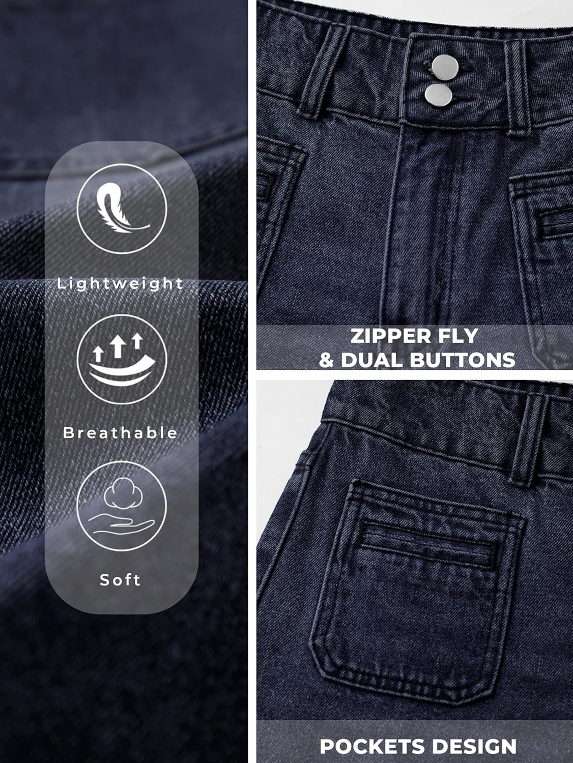 image:imageEMMIOL Bermuda Jean Shorts for Women Long Knee Length High Waisted Stretchy Cotton Jorts with Pockets Denim Summer Clean Fit016dark Blue
