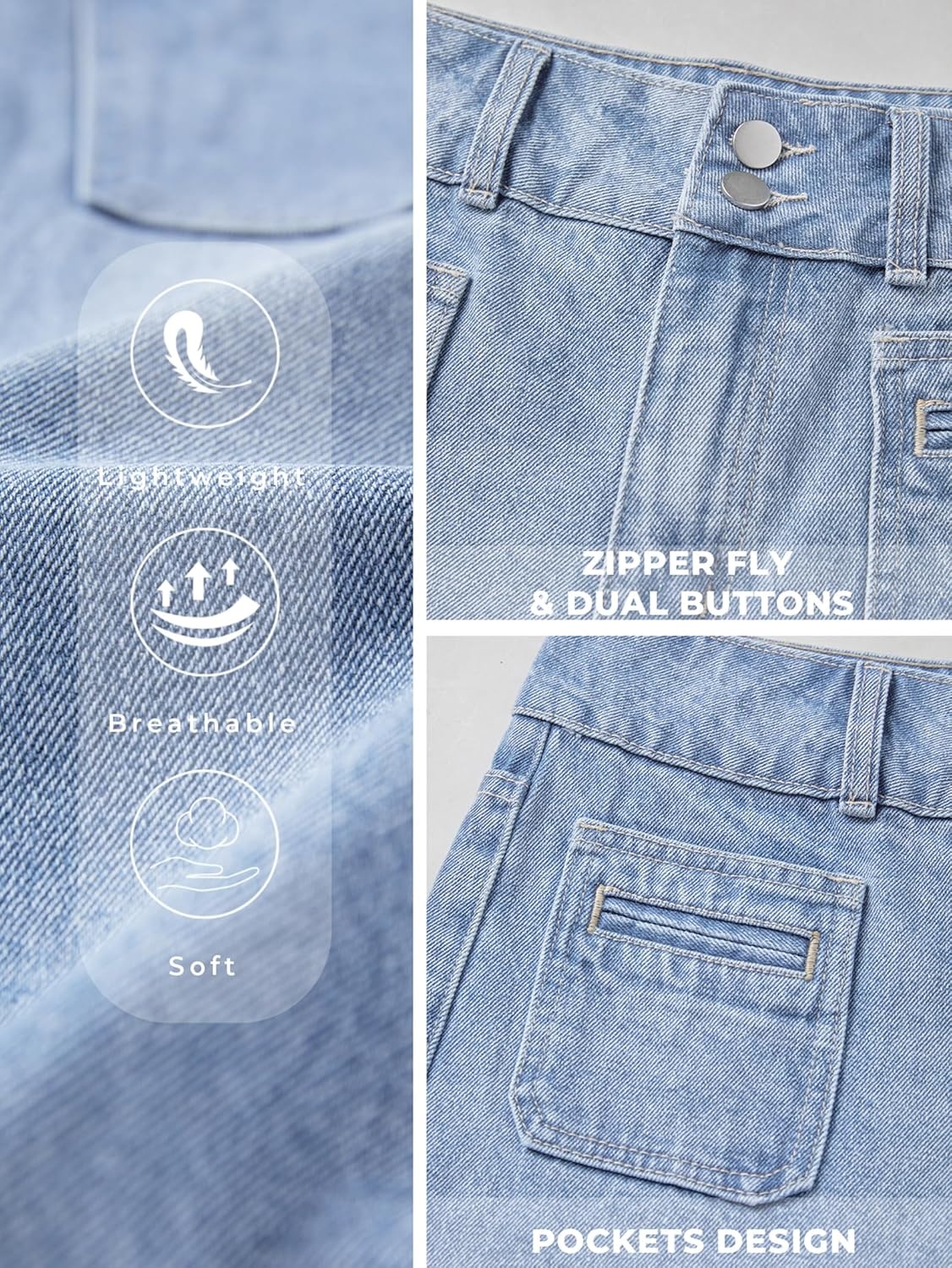 image:imageEMMIOL Bermuda Jean Shorts for Women Long Knee Length High Waisted Stretchy Cotton Jorts with Pockets Denim Summer Clean Fit016light Blue