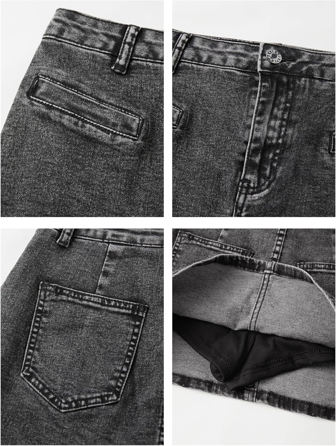 image:imageEMMIOL Jean Skirts for Women Builtin Short Mini Denim Skorts Mid Rise Y2K Summer Cotton Skirt Sexy Button with Pocket Dark Gray XL