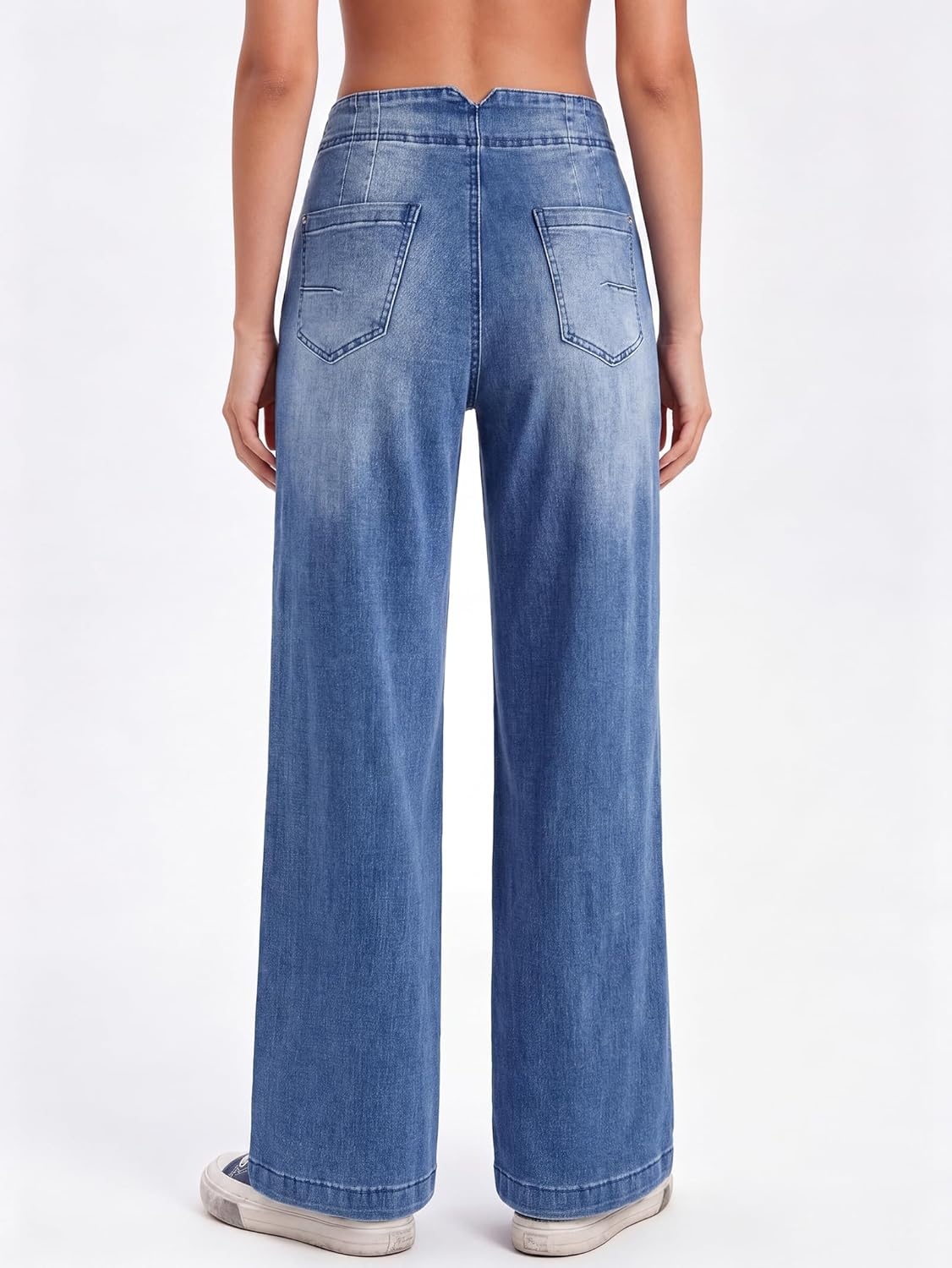 image:imageEMMIOL Womens 2026 Wide Leg Jeans Distress Mid Waist Stretchy Denim Pants Vintage Y2K TrousersAmid Blue