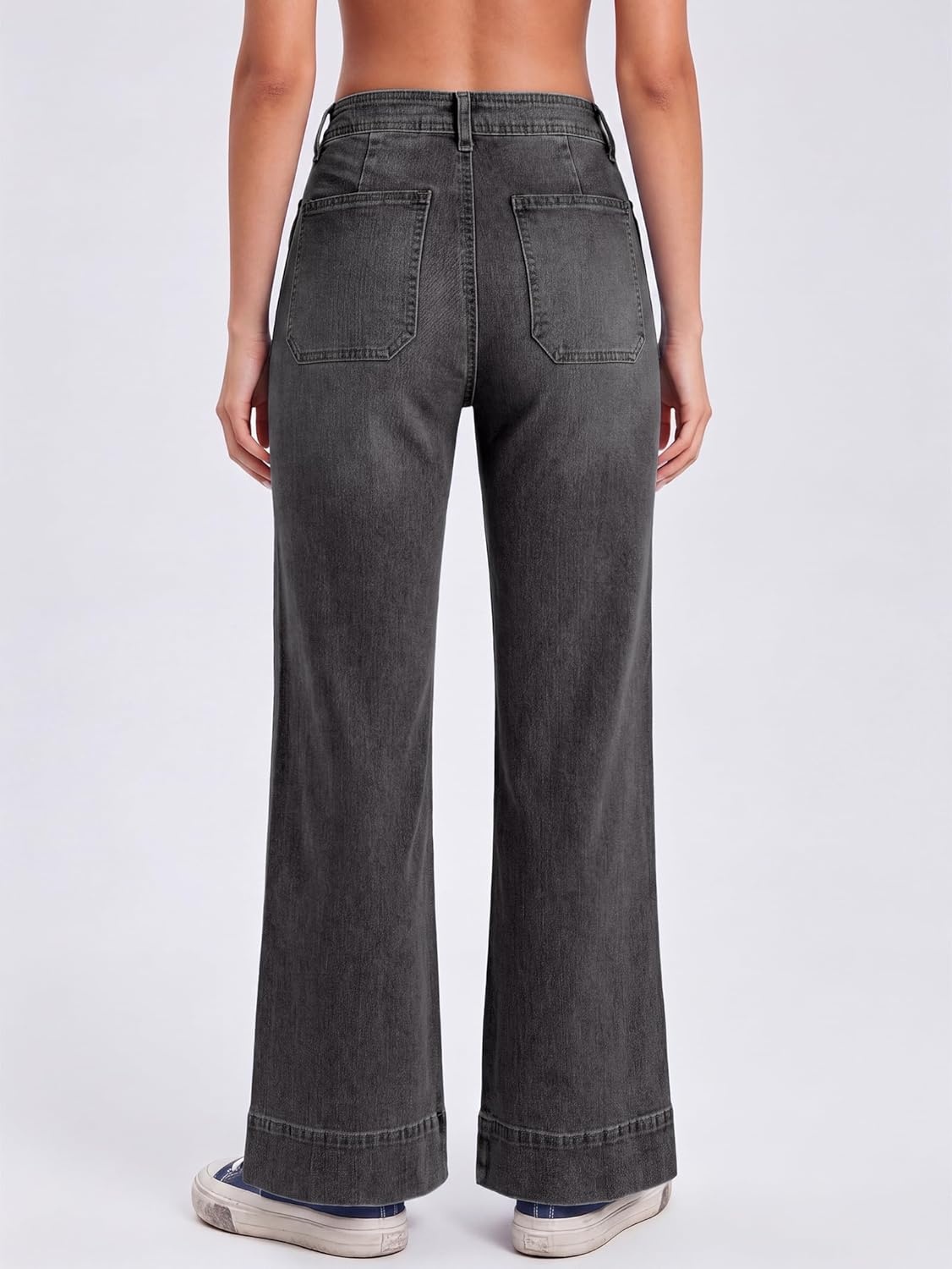 image:imageEMMIOL Womens 2026 Wide Leg Jeans Distress Mid Waist Stretchy Denim Pants Vintage Y2K TrousersBgrey