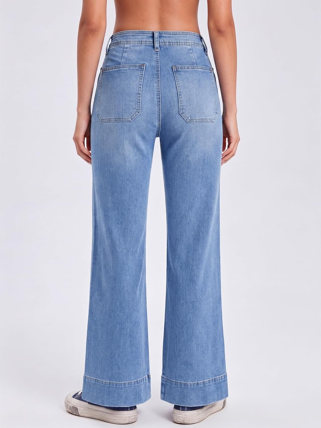 image:imageEMMIOL Womens 2026 Wide Leg Jeans Distress Mid Waist Stretchy Denim Pants Vintage Y2K TrousersBlight Blue